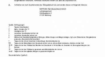 Übergabebuch H-Lok, 20 S.