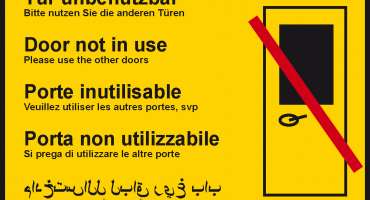 Tür Unbenutzbar, GELB, PET-Folie Aussenanwendung